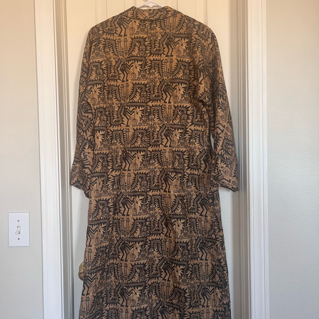 Peruvian Connection Tribal Print Long Sleeve Shirt Maxi Dress Size 12 Or Medium — image 3 of 7